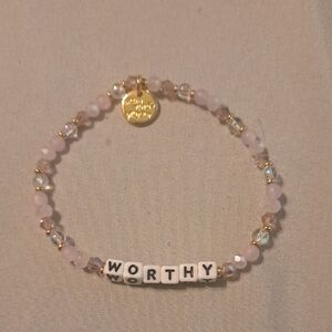 Chic Gold and Pink 'Worthy' Beaded Bracelet